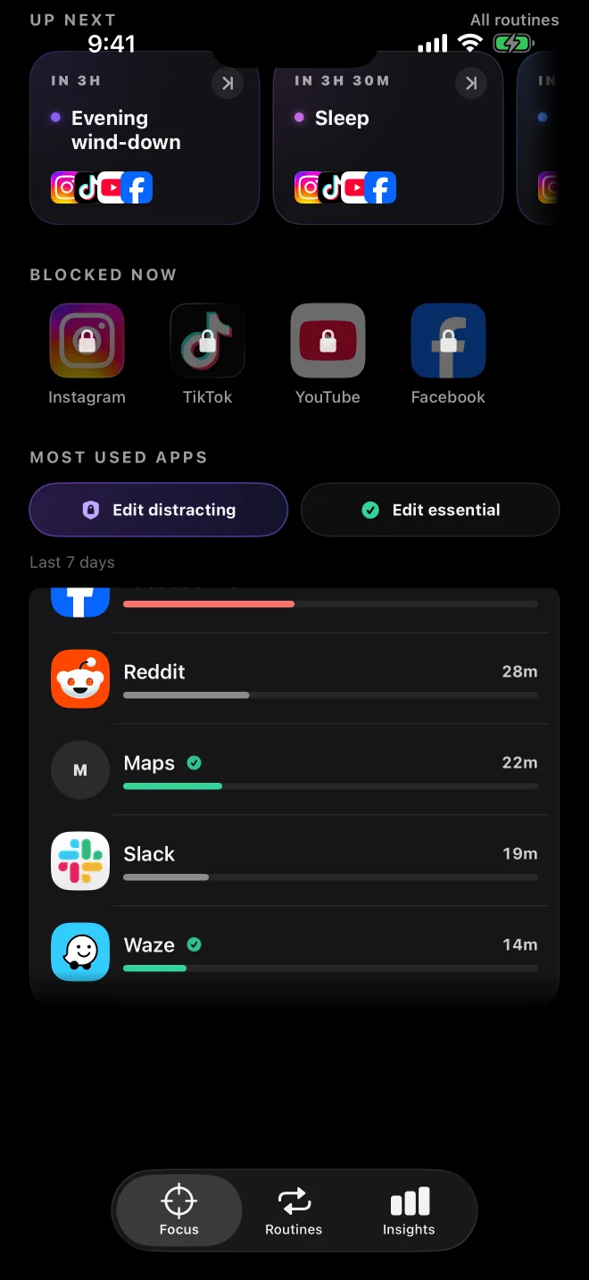 Essential apps shown in Unwhim